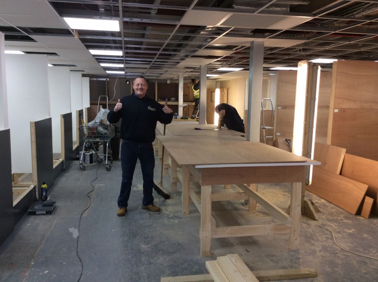 The hard work continues for Monday’s opening!