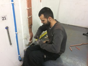 Here is Hashmatullah completing his course with other hopeful Plumbers.