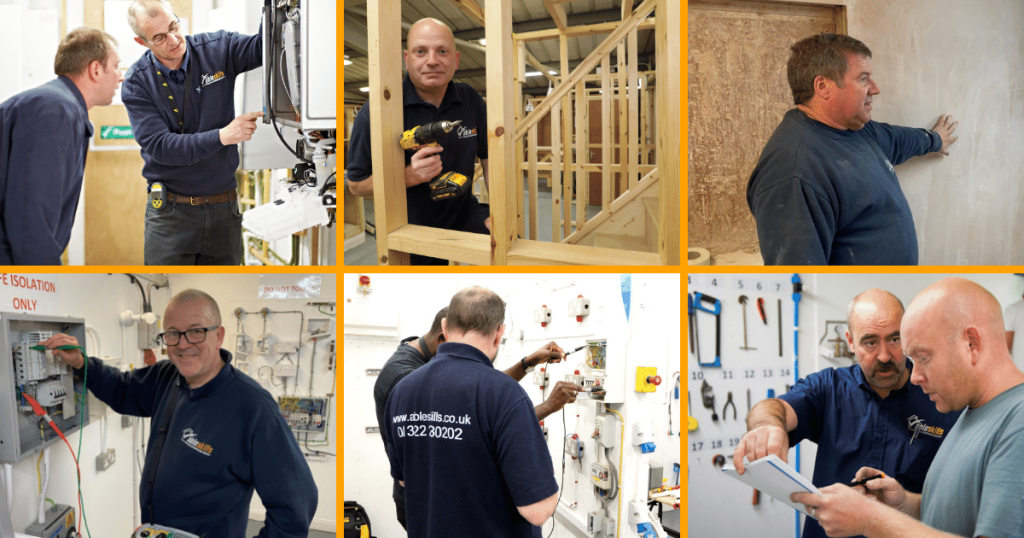 Photos of some of Able Skills' instructors at the construction training centre in Dartford, Kent