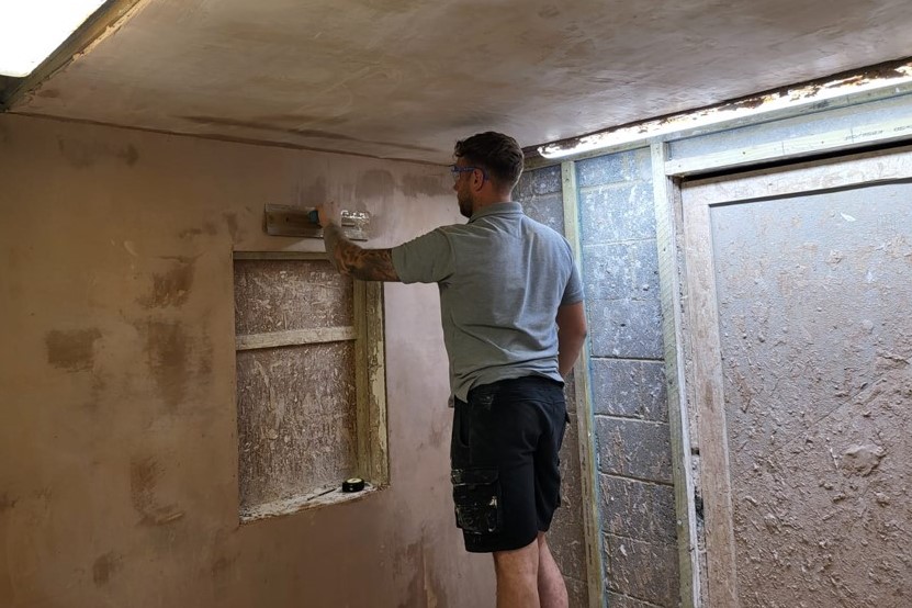 Learning plastering at Able Skills
